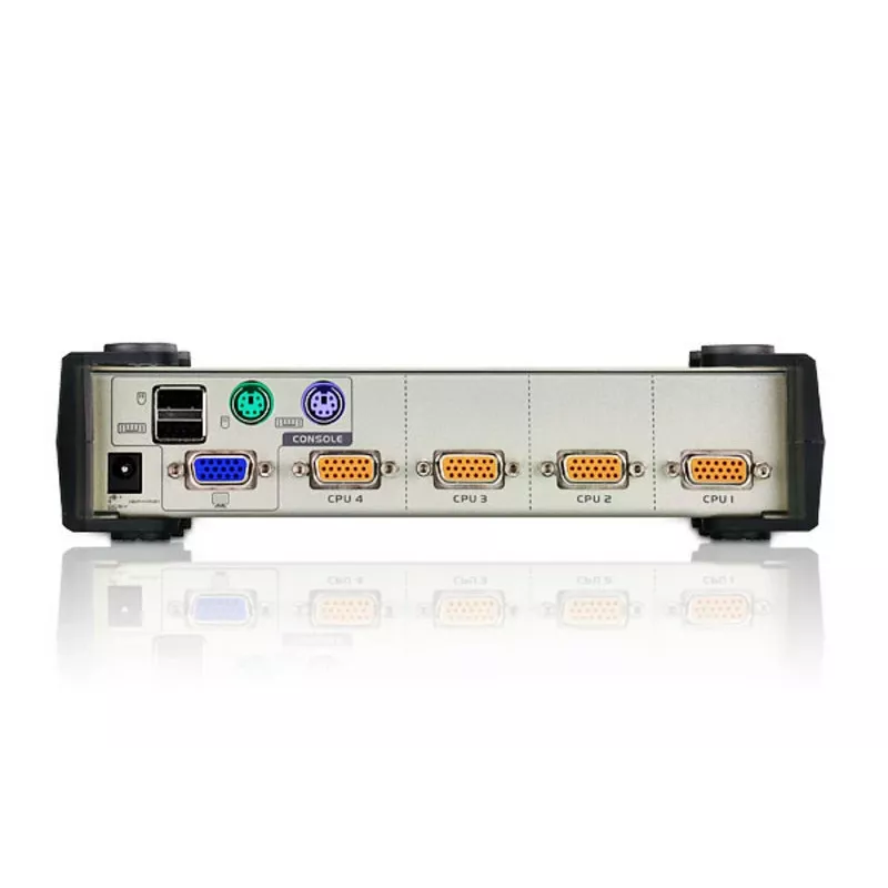 ATEN 4-Port USB - PS/2 VGA KVM Switch (w zestawie kable KVM), 2048 x 1536 pikseli, QXGA, 0.45 W, Czarny, Szary