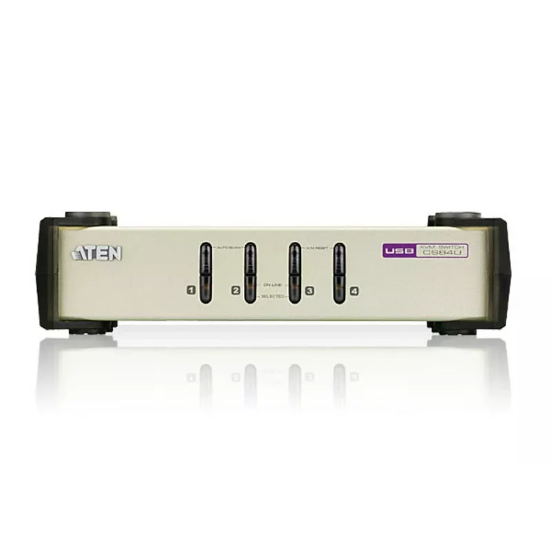 ATEN 4-Port USB - PS/2 VGA KVM Switch (w zestawie kable KVM), 2048 x 1536 pikseli, QXGA, 0.45 W, Czarny, Szary