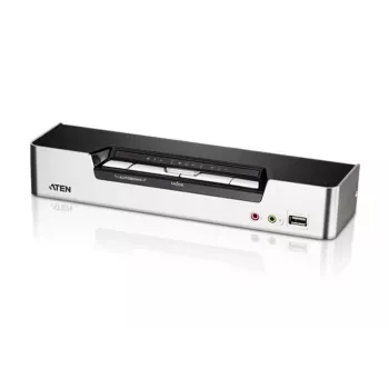Przełącznik KVM ATEN 4-portowy USB HDMI z audio i hubem USB 2.0 (kable KVM w zestawie)