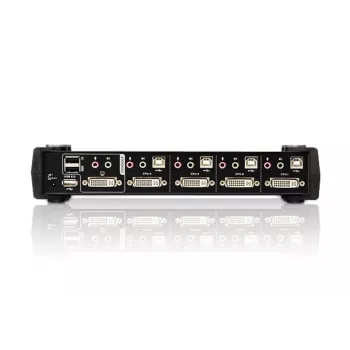 ATEN 4-portowy przełącznik KVM USB DVI z dźwiękiem i hubem USB 2.0 (w zestawie kable KVM)