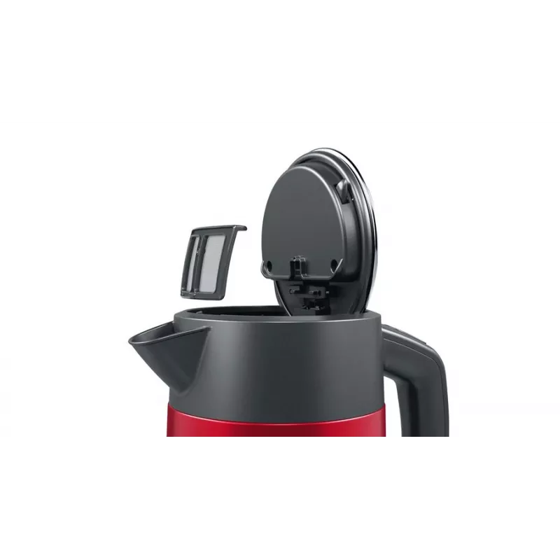 Czajnik elektryczny Bosch TWK4P434 — 1,7 L, 2400 W, Czarny/Czerwony