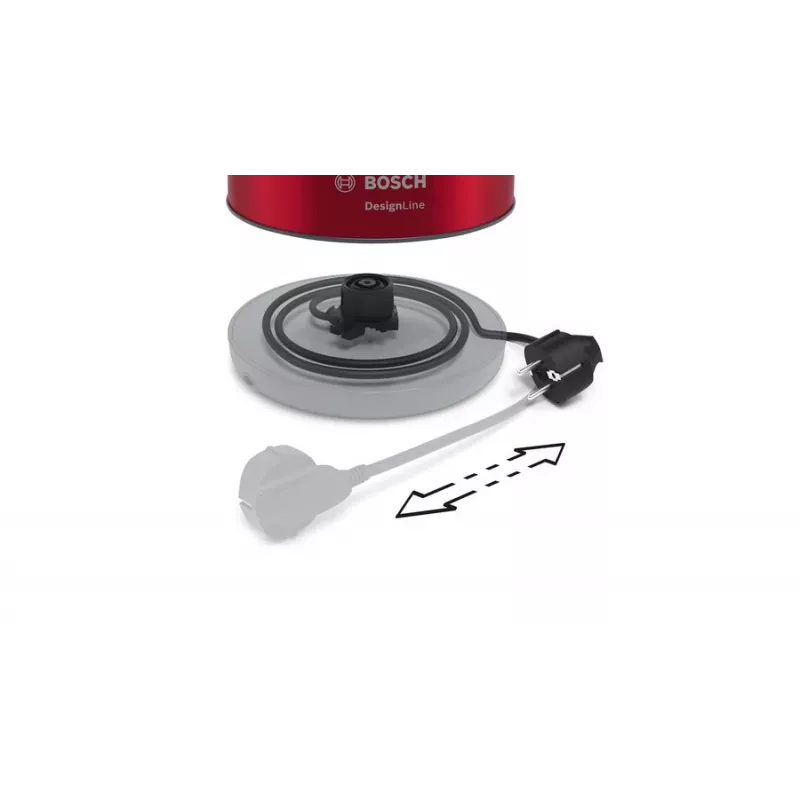 Czajnik elektryczny Bosch TWK4P434 — 1,7 L, 2400 W, Czarny/Czerwony