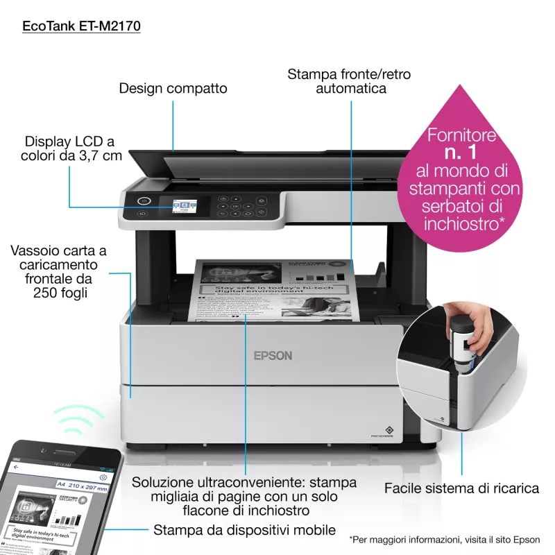 Epson EcoTank M2170 Atramentowy A4 1200 x 2400 DPI 39 ppm Wi-Fi