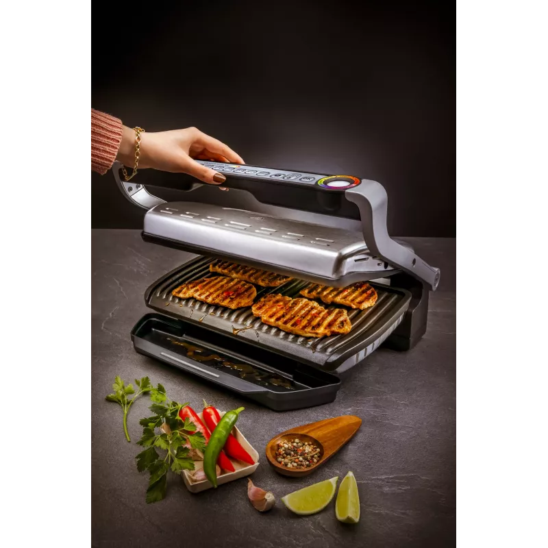 Grill kontaktowy Tefal GC724D, blatowy ruszt, metaliczny/czarny, 440×340×172 mm, 7 kg