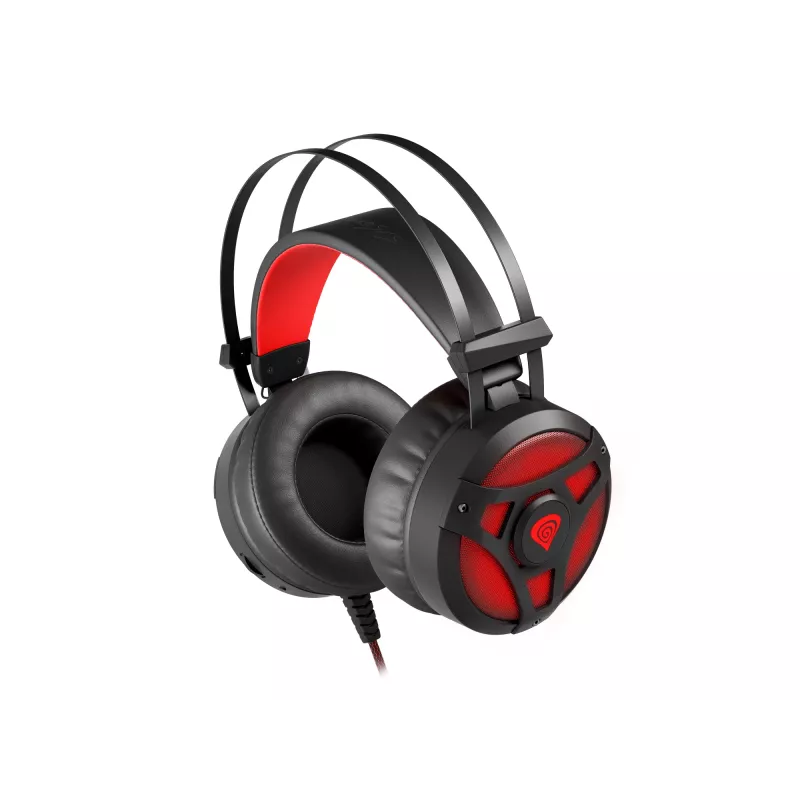 Słuchawki GENESIS Neon 360 Przewodowe Nauszne Gaming Czarny, Czerwony