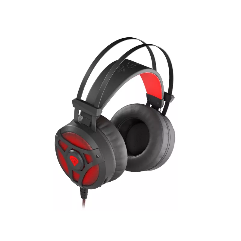 Słuchawki GENESIS Neon 360 Przewodowe Nauszne Gaming Czarny, Czerwony