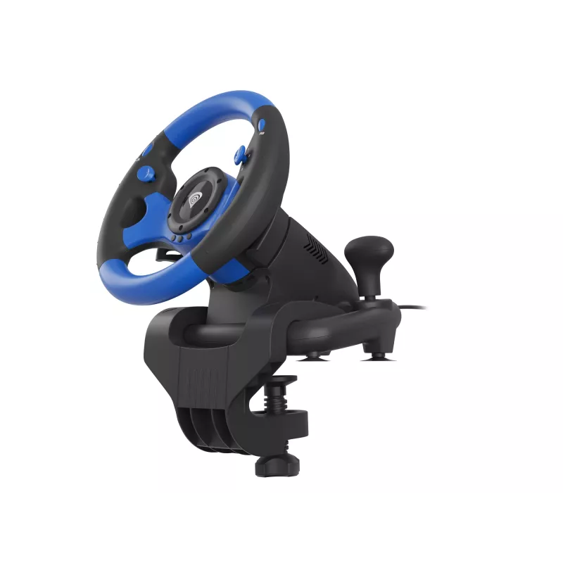 GENESIS Seaborg 350 Czarny, niebieski USB Kierownica + Pedały Nintendo Switch, PC, PlayStation 4, Playstation 3, Xbox 360, Xbox One, Xbox Series S, Xbox Series X