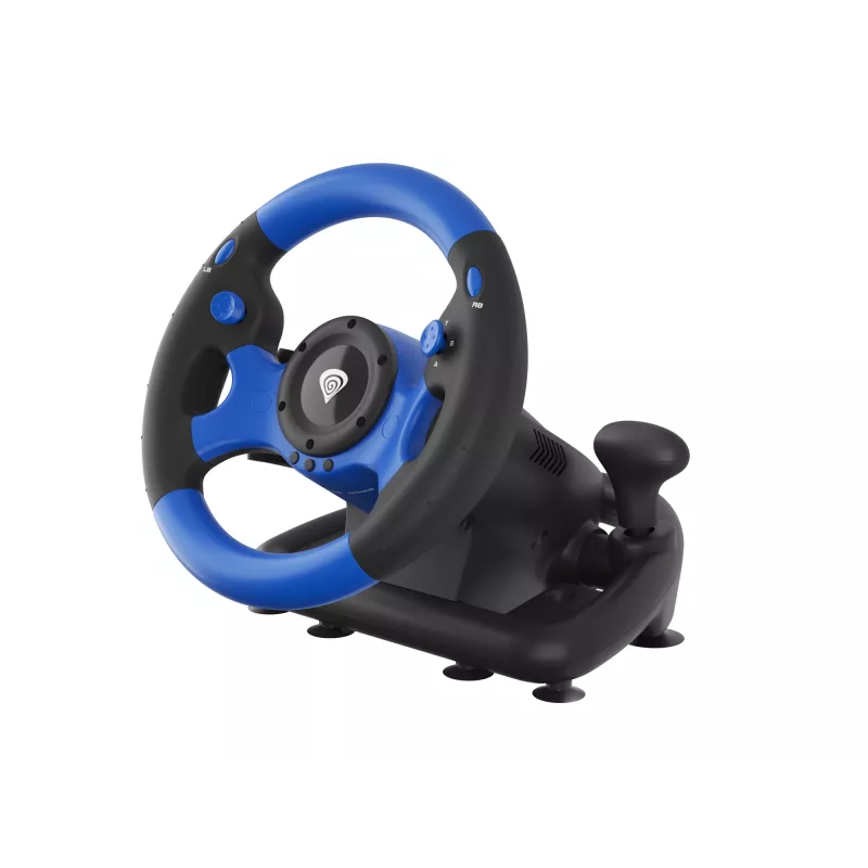 GENESIS Seaborg 350 Czarny, niebieski USB Kierownica + Pedały Nintendo Switch, PC, PlayStation 4, Playstation 3, Xbox 360, Xbox One, Xbox Series S, Xbox Series X