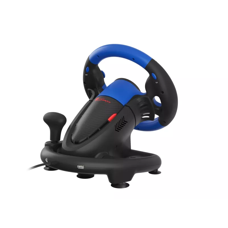 GENESIS Seaborg 350 Czarny, niebieski USB Kierownica + Pedały Nintendo Switch, PC, PlayStation 4, Playstation 3, Xbox 360, Xbox One, Xbox Series S, Xbox Series X