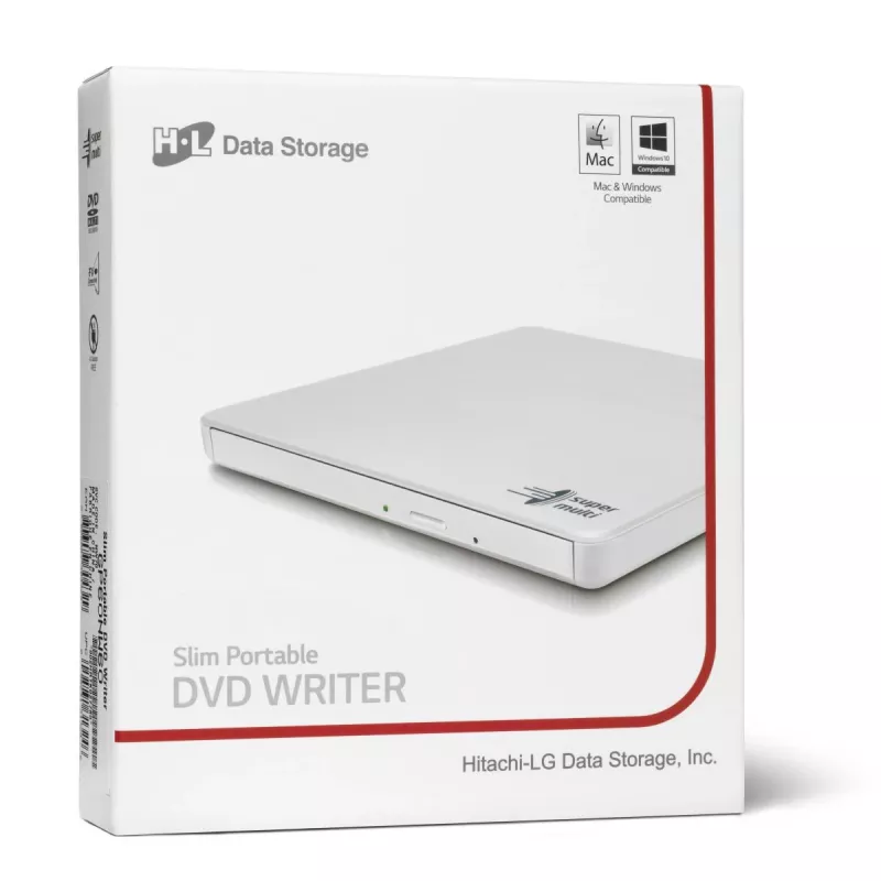 HITACHI-LG DATA STORAGE smukła przenośna nagrywarka DVD - Gp60nw60 - USB 2.0 - biała