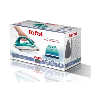 Żelazko parowe Tefal Virtuo FV1710 — 1800 W, uderzenie pary 80 g/min, para pionowa, zielono-białe