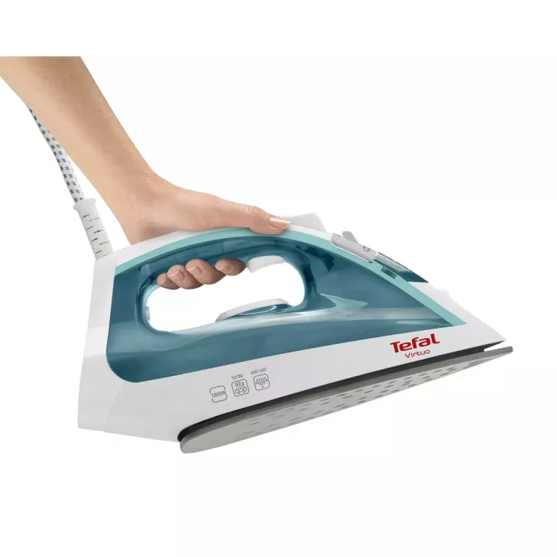 Żelazko parowe Tefal Virtuo FV1710 — 1800 W, uderzenie pary 80 g/min, para pionowa, zielono-białe