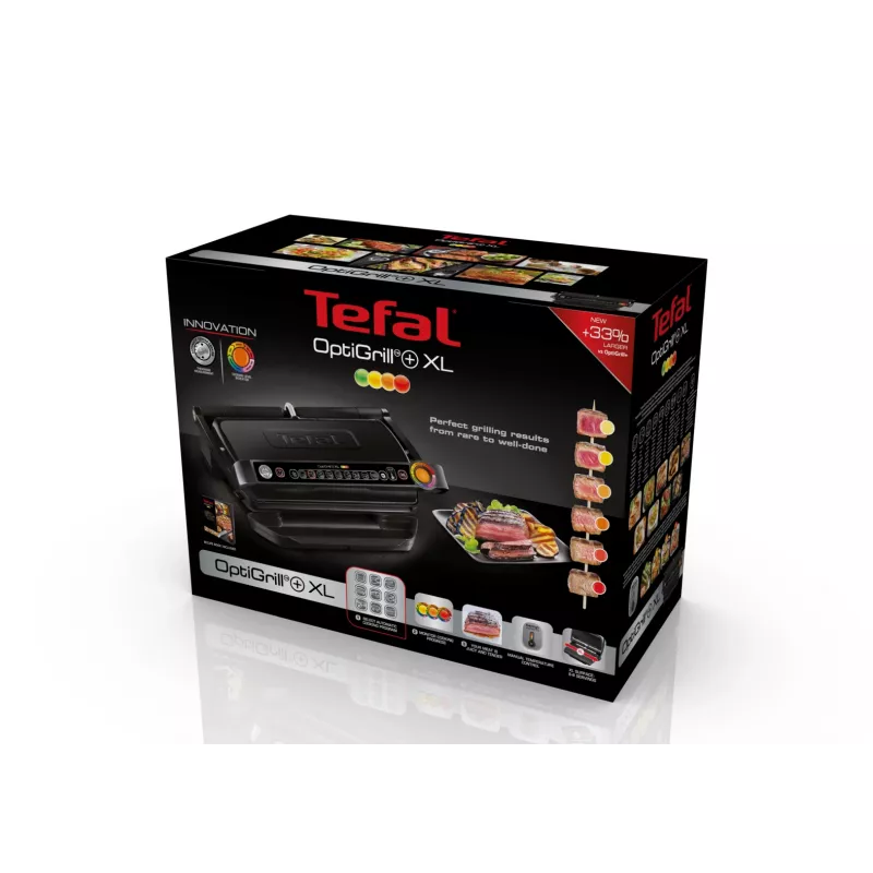 Grill kontaktowy Tefal GC7228 — grill kontaktowy, powierzchnia grillowania 800 cm², regulowany termostat, stal nierdzewna w kolorze czarnym