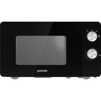Kuchenka mikrofalowa solo Gorenje MO20E1B — 20 L, 800 W, 5 poziomów mocy, talerz obrotowy 270 mm, czarna