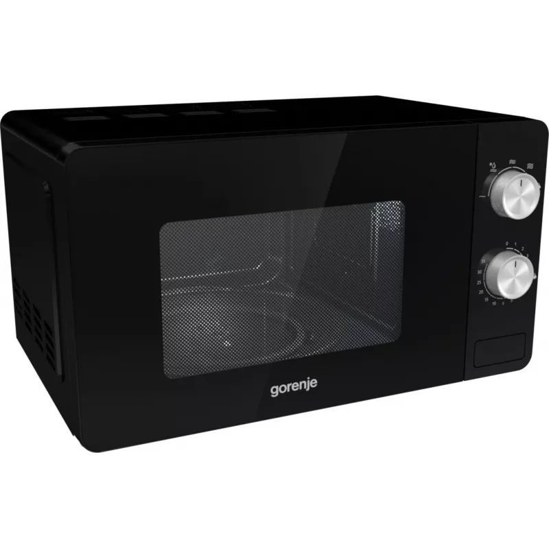Kuchenka mikrofalowa solo Gorenje MO20E1B — 20 L, 800 W, 5 poziomów mocy, talerz obrotowy 270 mm, czarna
