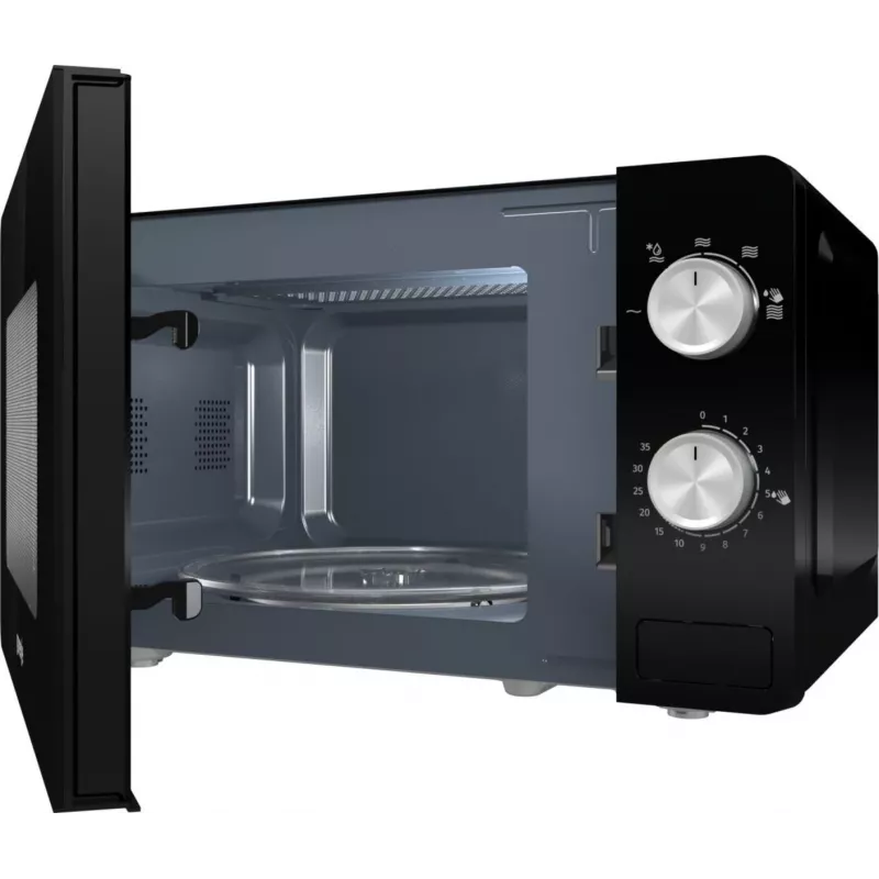 Kuchenka mikrofalowa solo Gorenje MO20E1B — 20 L, 800 W, 5 poziomów mocy, talerz obrotowy 270 mm, czarna