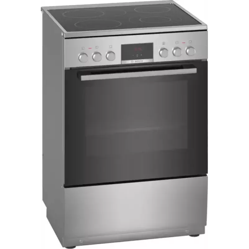 Kuchenka wolnostojąca Bosch Serie 4 HKR39A250U, płyta ceramiczna 4 strefy, piekarnik 66 L, stal nierdzewna, 600 mm