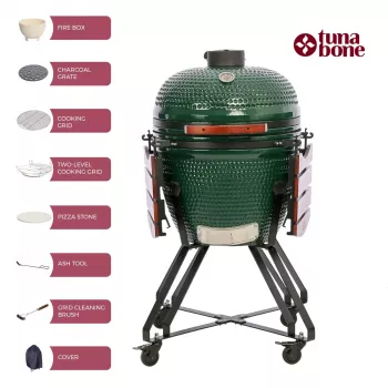 Ceramiczny grill Kamado TUNABONE Classic 23 cale (rozmiar L) zielony