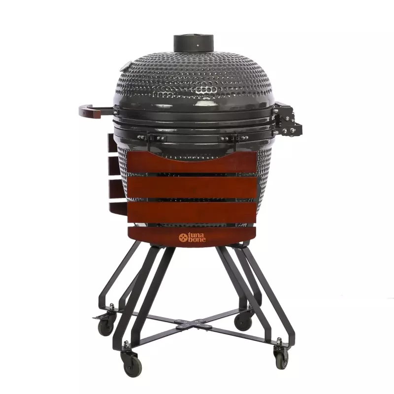 Grill kamado TUNABONE TunaBone Classic 23 cale (rozmiar L) ceramiczny grill węglowy, 23 cale średnicy gotowania, ciemnoszary