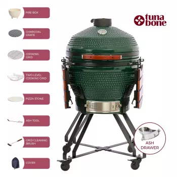 Ceramiczny grill kamado TARGUS TBG24GREEN-02 — 24-calowy zielony piec węglowy