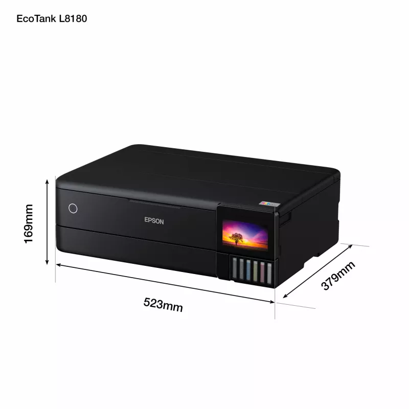 Wielofunkcyjna drukarka atramentowa Epson EcoTank L8180 — A3+, Kolor, 5760x1440 DPI, 32 str./min, Dupleks, Wi‑Fi, Ethernet
