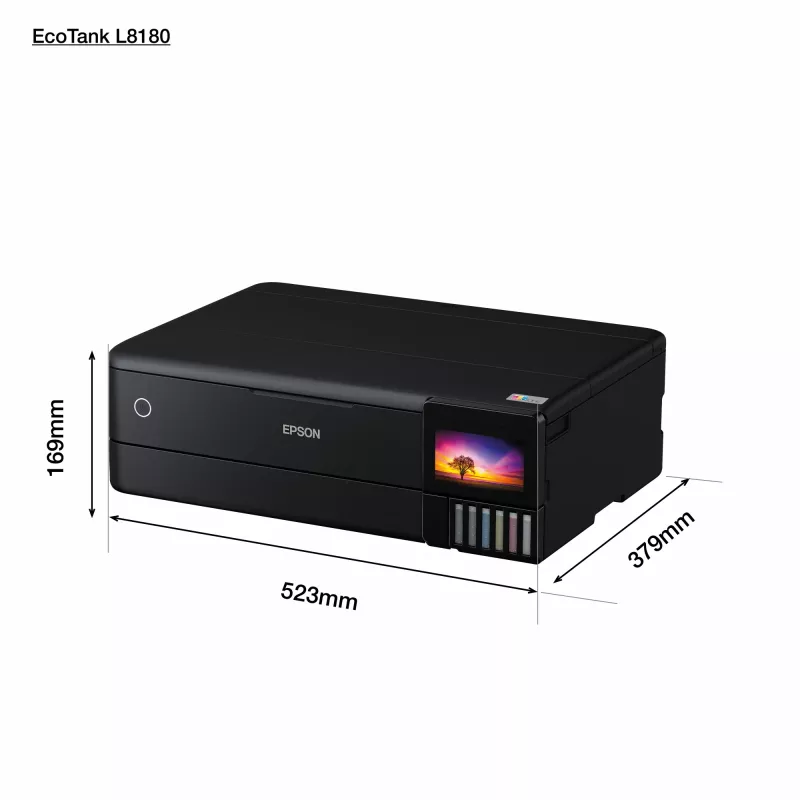Wielofunkcyjna drukarka atramentowa Epson EcoTank L8180 — A3+, Kolor, 5760x1440 DPI, 32 str./min, Dupleks, Wi‑Fi, Ethernet