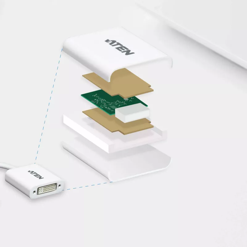 Konwerter ATEN DisplayPort na DVI, PC: Do UXGA / HDTV: Do 1080i, 1080p