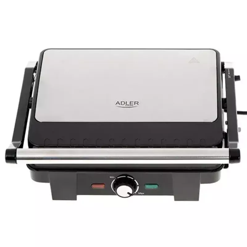 Grill kontaktowy Adler AD 3051 — stal nierdzewna, 2200–2800 W, powierzchnia grilla 1392 cm², regulowana temperatura, płyty nieprzywierające