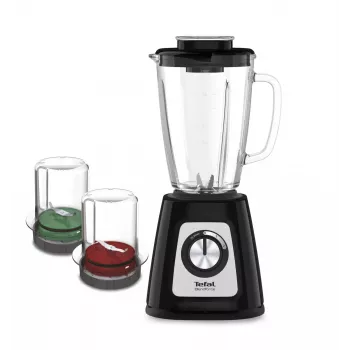 Blender stołowy Tefal BlendForce II BL4388 — 800 W, szklany dzbanek 1,25 l, kruszenie lodu, czarny/szczotkowana stal