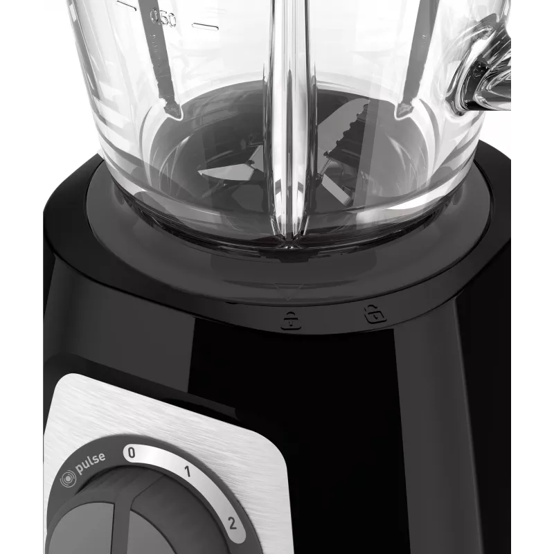 Blender stołowy Tefal BlendForce II BL4388 — 800 W, szklany dzbanek 1,25 l, kruszenie lodu, czarny/szczotkowana stal