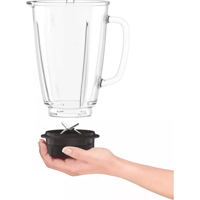 Blender stołowy Tefal BlendForce II BL4388 — 800 W, szklany dzbanek 1,25 l, kruszenie lodu, czarny/szczotkowana stal