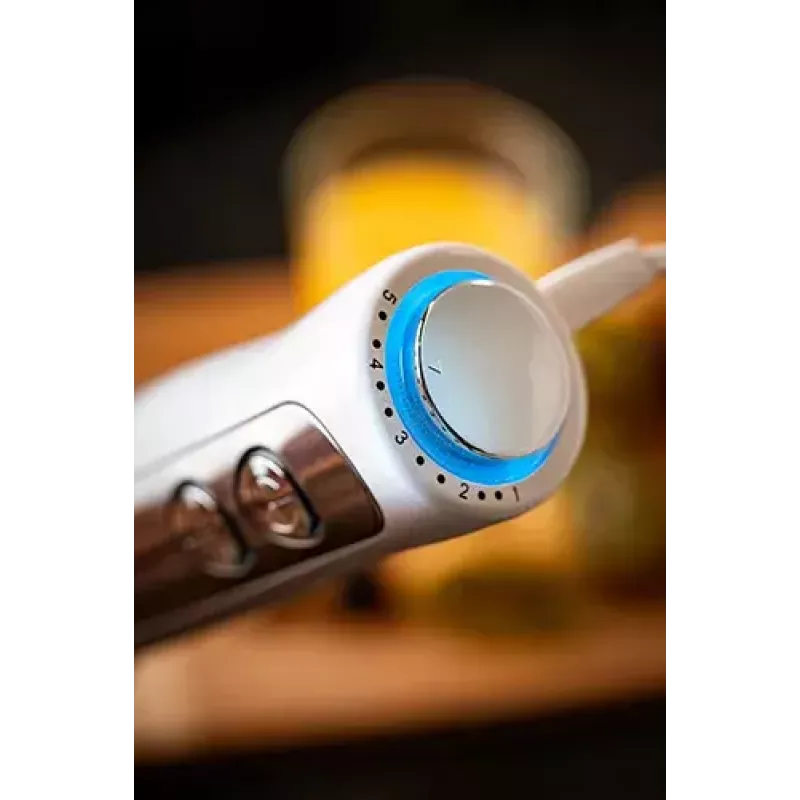 Blender ręczny Adler AD 4625w — blender ręczny, 5 prędkości, turbo, 1500 W, ostrze ze stali nierdzewnej, srebrny/biały