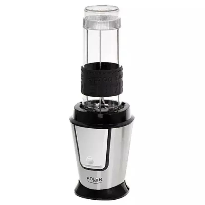 Blender sportowy Adler AD 4081 — przenośny blender osobisty, 800 W mocy maks., kubek 0,57 l, ostrze ze stali nierdzewnej, 2 butelki
