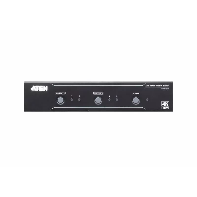 ATEN 2x2 4K HDMI Matrix Switch, do 15m, przełącznik matrycowy AV, 10,2 Gbit/s, 340 MHz, 4096 x 2160 pikseli, 4096 x 2160, 3840 x 2160, czarny