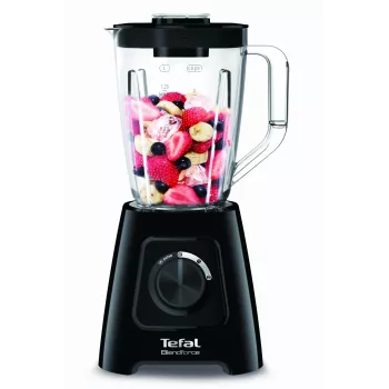 Blender stołowy Tefal BL4208 — 600 W, dzbanek plastikowy 1,25 l, 2 prędkości, kruszenie lodu, czarny