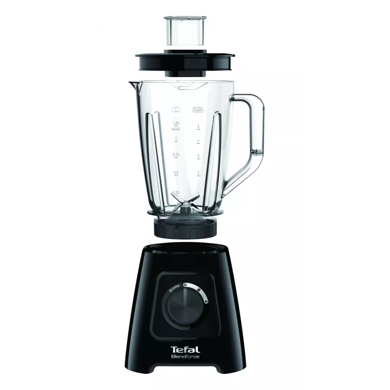Blender stołowy Tefal BL4208 — 600 W, dzbanek plastikowy 1,25 l, 2 prędkości, kruszenie lodu, czarny