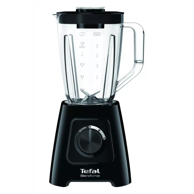 Blender stołowy Tefal BL4208 — 600 W, dzbanek plastikowy 1,25 l, 2 prędkości, kruszenie lodu, czarny