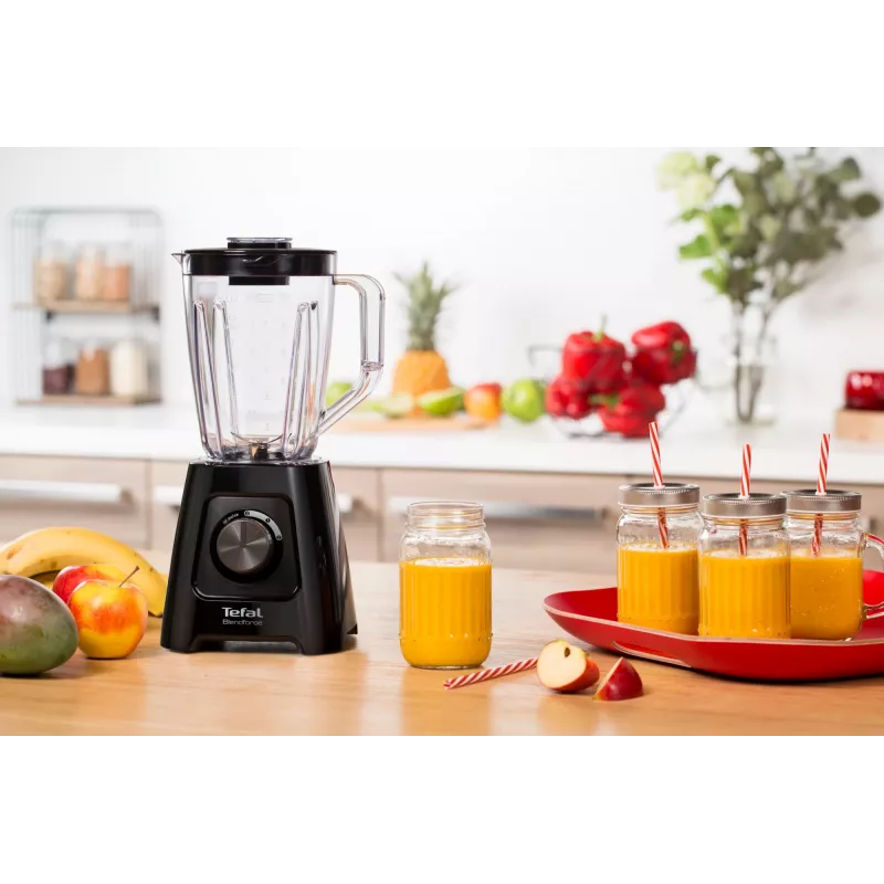 Blender stołowy Tefal BL4208 — 600 W, dzbanek plastikowy 1,25 l, 2 prędkości, kruszenie lodu, czarny