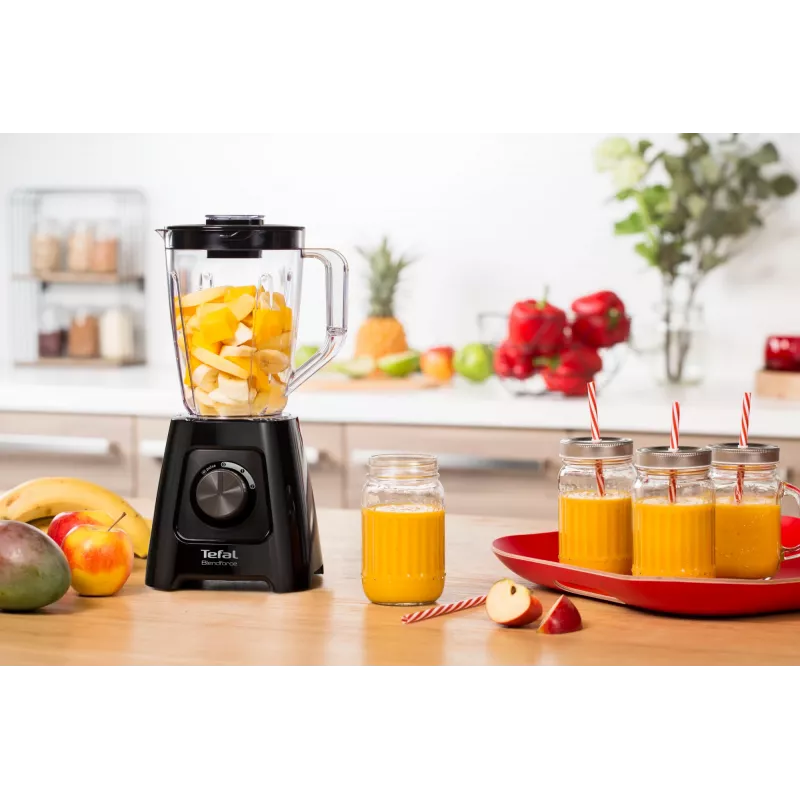 Blender stołowy Tefal BL4208 — 600 W, dzbanek plastikowy 1,25 l, 2 prędkości, kruszenie lodu, czarny