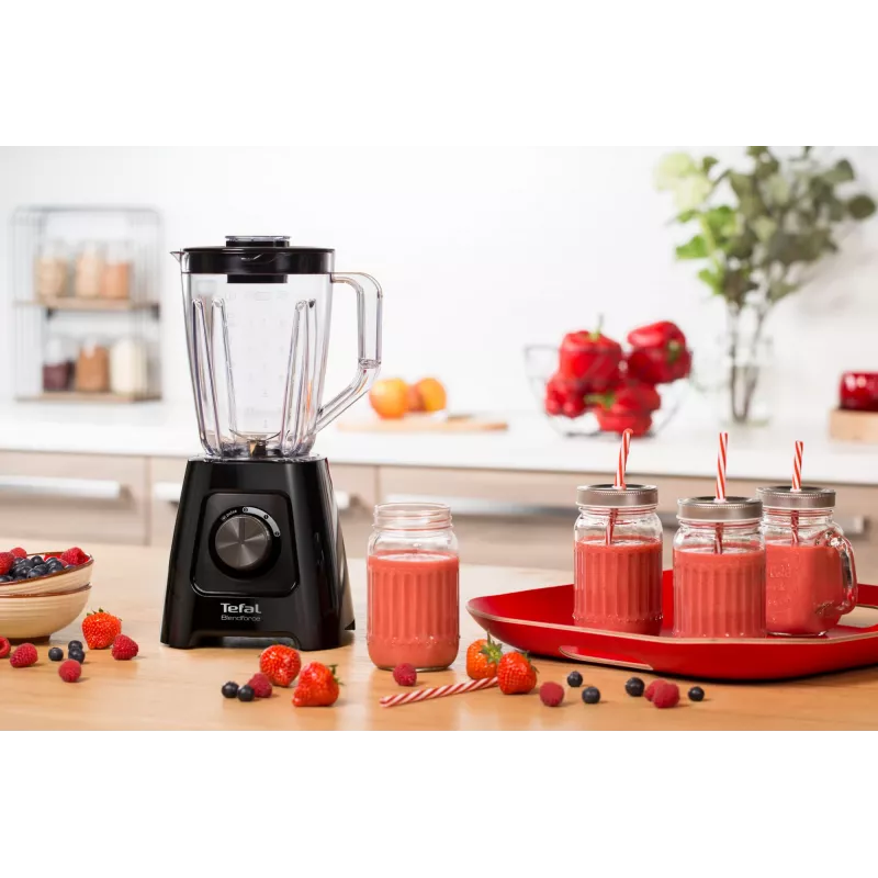 Blender stołowy Tefal BL4208 — 600 W, dzbanek plastikowy 1,25 l, 2 prędkości, kruszenie lodu, czarny
