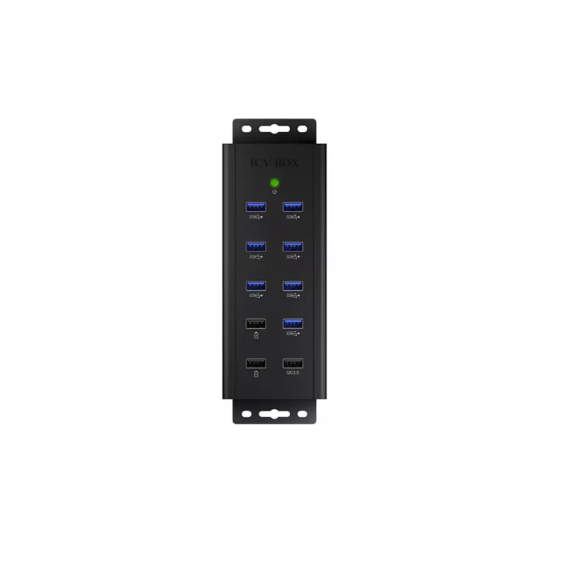 ICY BOX IB-HUB1703-QC3 USB 3.2 Gen 1 (3.1 Gen 1) Type-B 5000 Mbit/s Czarny