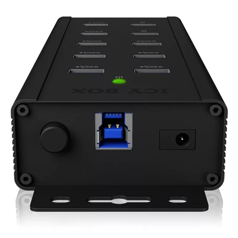 ICY BOX IB-HUB1703-QC3 USB 3.2 Gen 1 (3.1 Gen 1) Type-B 5000 Mbit/s Czarny