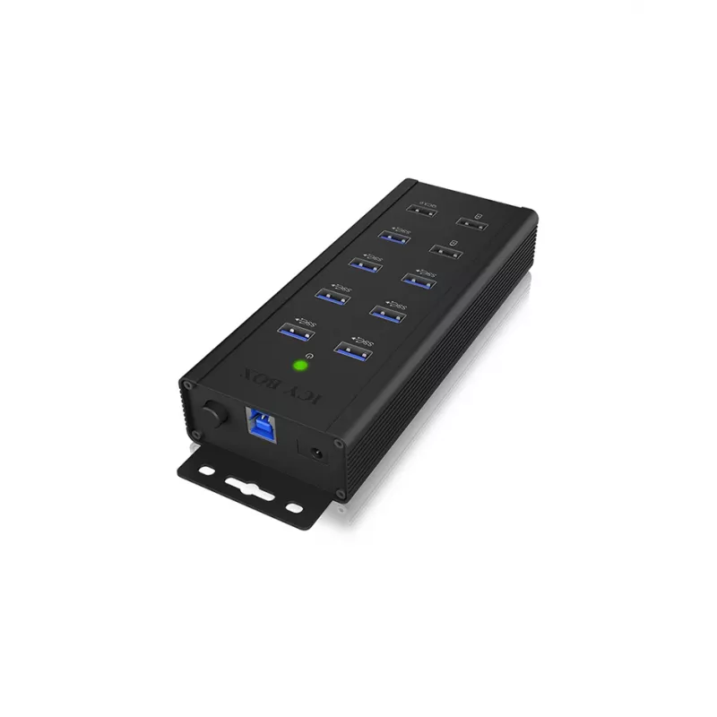 ICY BOX IB-HUB1703-QC3 USB 3.2 Gen 1 (3.1 Gen 1) Type-B 5000 Mbit/s Czarny