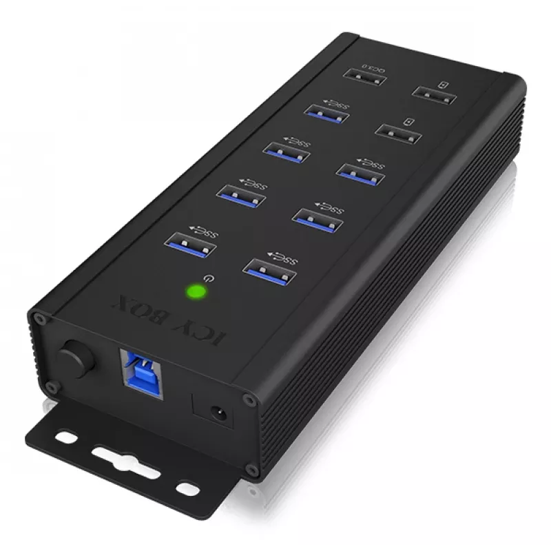ICY BOX IB-HUB1703-QC3 USB 3.2 Gen 1 (3.1 Gen 1) Type-B 5000 Mbit/s Czarny