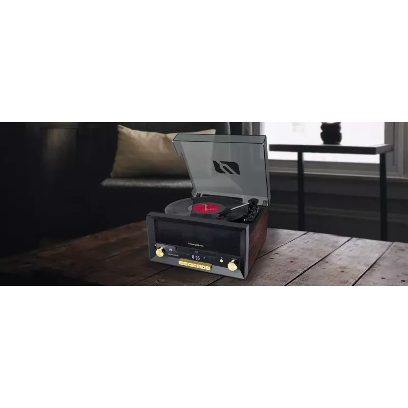 Gramofon audio z napędem bezpośrednim Muse MT-112 W — półautomatyczny, 20 W RMS, wyjście 3,5 mm, LCD, AC 100–240 V