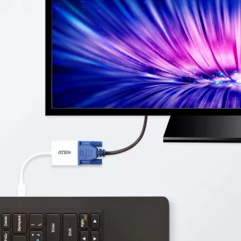 Konwerter ATEN Mini DisplayPort na VGA, Mini DisplayPort, VGA (D-Sub), męski, żeński, prosty, prosty
