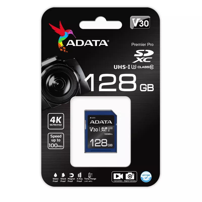ADATA ASDX128GUI3V30S-R karta pamięci 128 GB SDXC UHS-I Klasa 10