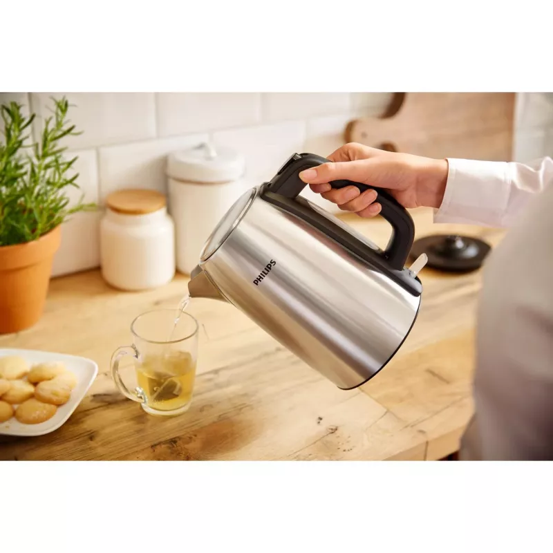 Czajnik Philips Viva Collection HD9351/90, 1,7 l, 2020 W, metal, wskaźnik poziomu wody, bezprzewodowy, filtrujący