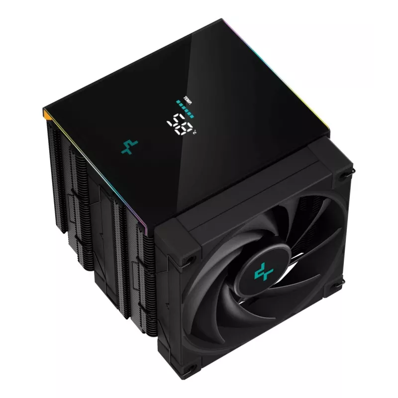Chłodzenie powietrzne DeepCool AK620 12 cm, podwójne wentylatory 120 mm, 6 rurek cieplnych, TDP 260 W, PWM, FDB, wysokość 160 mm, czarne