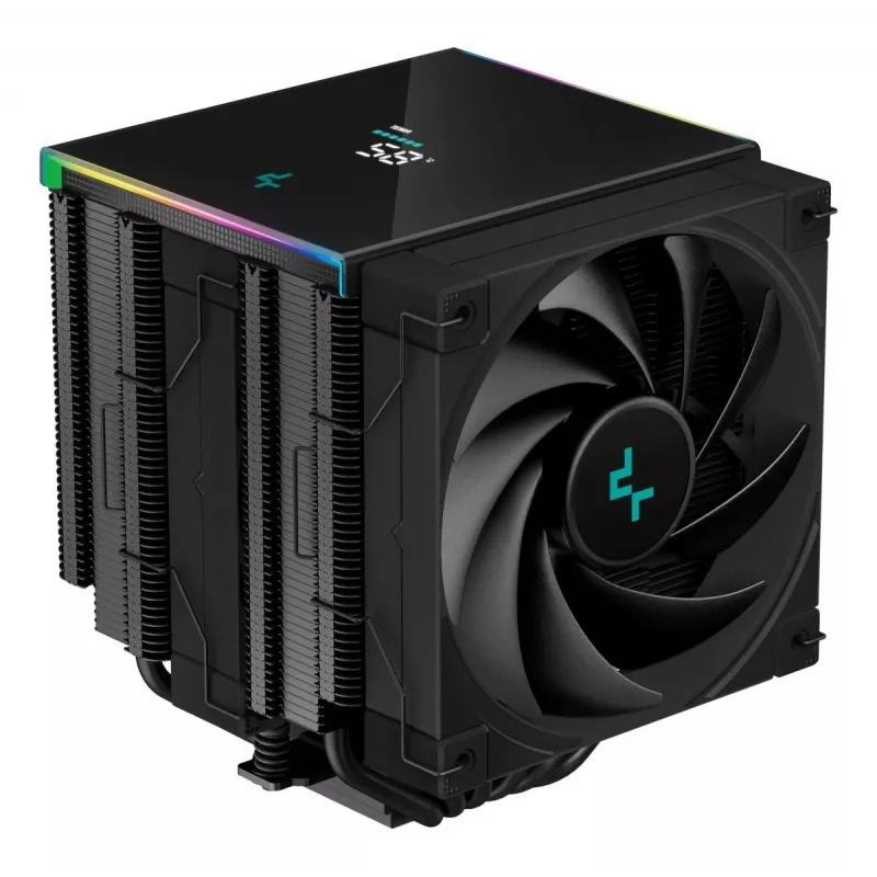 Chłodzenie powietrzne DeepCool AK620 12 cm, podwójne wentylatory 120 mm, 6 rurek cieplnych, TDP 260 W, PWM, FDB, wysokość 160 mm, czarne